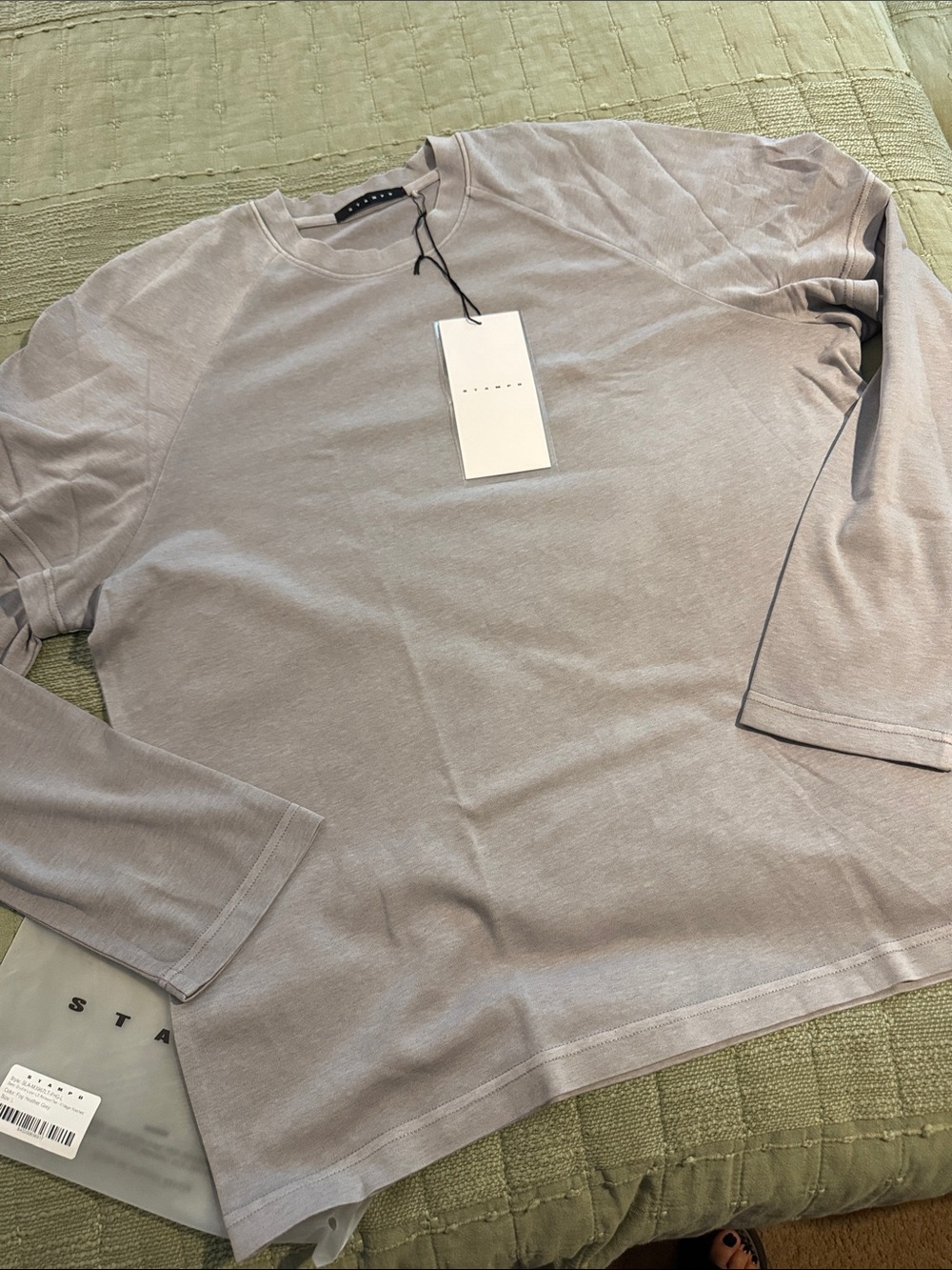 STAMPD Fog Heather Grey Double Layer Relaxed Tee - large NWT